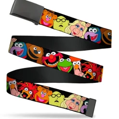 Web Belt Blank Black Buckle - Muppets Faces Black Webbing
