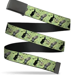 Web Belt Blank Black Buckle - The Wizard of Oz Wicked Witch of the West and Flying Monkeys Greens Webbing
