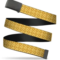 Web Belt Blank Black Buckle - Harry Potter Hufflepuff Icons Checker Yellows Webbing