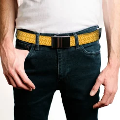 Web Belt Blank Black Buckle - Harry Potter Hufflepuff Icons Checker Yellows Webbing