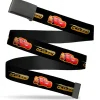 Web Belt Blank Black Buckle - Cars 3 LIGHTNING MCQUEEN Pose/Bolt Black/Yellows Webbing