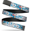 Web Belt Blank Black Buckle - Ren and Stimpy Pose and Quote Bubbles Stacked Blue Webbing