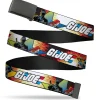 Web Belt Blank Black Buckle - GI JOE Storm Shadow Snake Eyes and Scarlett Comic Cover Poses Explosion Webbing