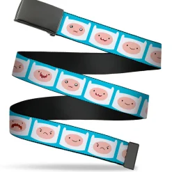 Web Belt Blank Black Buckle - Adventure Time Finn Expressions Blue Webbing