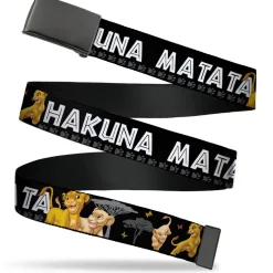 Web Belt Blank Black Buckle - Lion King Simba & Nala HAKUNA MATATA Webbing