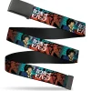Web Belt Blank Black Buckle - COWBOY BEBOP Spike and Faye Brick Pose and Title Logo Blues/Reds Webbing