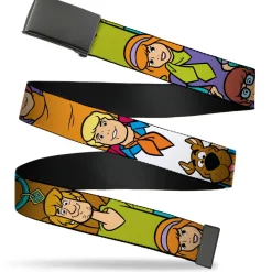 Web Belt Blank Black Buckle - Scooby Doo 5-Character Poses Stack Webbing