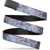 Web Belt Blank Black Buckle - Dungeons & Dragons ROLL WITH THE LIKE MINDED Icons Collage Blues/Pinks Webbing