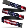 Web Belt Blank Black Buckle - American Flag Vivid CLOSE-UP Webbing