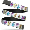 Web Belt Blank Black Buckle - Mickey and Friends Sensational 6 Expressions Scribble White/Multi Color Webbing