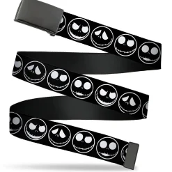 Web Belt Blank Black Buckle - The Nightmare Before Christmas Jack 5-Expressions Black/White Webbing