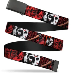 Web Belt Blank Black Buckle - FRIDAY THE 13th/Jason Mask4/Axe Blood Splatter Black/Red/White Webbing