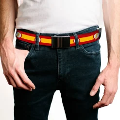 Web Belt Blank Black Buckle - The Flash Logo7/Stripe Red/White/Yellow Webbing