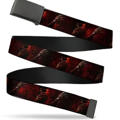 Web Belt Blank Black Buckle - Freddy 4-Poses/Quote Scrawls/Hand Scratching Reds/Black Webbing
