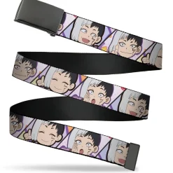 Web Belt Blank Black Buckle - Dr. Stone Chibi Gen Asagiri Expression Blocks Webbing