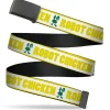 Web Belt Blank Black Buckle - ROBOT CHICKEN Chicken Silhouette Yellow/White/Green Webbing