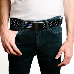 Web Belt Blank Black Buckle - FAFO FUCK AROUND AND FIND OUT Thin Blue Line Flag Webbing