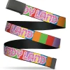 Web Belt Blank Black Buckle - CANDY LAND Game Logo Color Blocks Multi Color Webbing