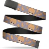 Web Belt Blank Black Buckle - Fruits Basket Chibi Kyo Soma and Cat Scattered Blue/Orange Webbing
