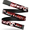 Web Belt Blank Black Buckle - FRIDAY THE 13TH JASON VOORHIES Mask Text Black/Red/White Webbing