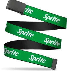 Web Belt Blank Black Buckle - SPRITE Logo Green/White Webbing