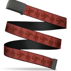 Web Belt Blank Black Buckle - Johnny Bravo Pose Turn Silhouettes Reds Webbing