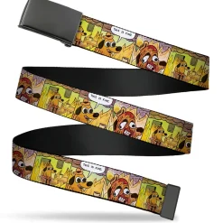 Web Belt Blank Black Buckle - THIS IS FINE Question Hound Cafe Fire Comic Strip Blocks Webbing