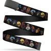 Web Belt Blank Black Buckle - Masters of the Universe Heroes and Villains Faces Black Webbing