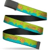 Web Belt Blank Black Buckle - Scooby Doo THE MYSTERY MACHINE Paint Job Green/Aqua/Orange Webbing