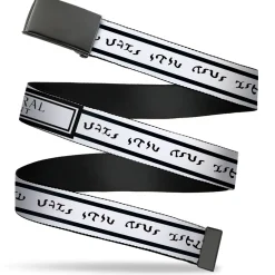 Web Belt Blank Black Buckle - SUPERNATURAL JOIN THE HUNT Title Logo White/Black Webbing