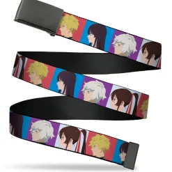 Web Belt Blank Black Buckle - Hell's Paradise Gabimaru Sagiri Chobe and Toma Profile Blocks Multi Color Webbing