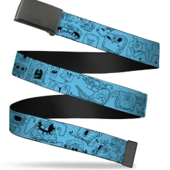 Web Belt Blank Black Buckle - SpongeBob SquarePants Doodle Poses Blue/Black Webbing