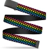 Web Belt Blank Black Buckle - Checker Black/Neon Rainbow Webbing