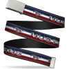 Web Belt Blank Chrome Buckle - Mustang/Text w/Tri-Bar Stripe Webbing