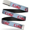 Web Belt Blank Chrome Buckle - DIET COKE Logo Light Gray/Black/Red Webbing