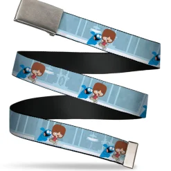 Web Belt Blank Chrome Buckle - Foster's Home for Imaginary Friends Mac and Bloo Pose Blues Webbing