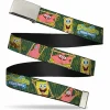 Web Belt Blank Chrome Buckle - SpongeBob & Patrick Starfish Bamboo Frames/Logo Webbing