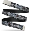 Web Belt Blank Chrome Buckle - Joker Laughing CLOSE-UP Black/White Webbing