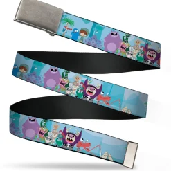 Web Belt Blank Chrome Buckle - Foster's Home for Imaginary Friends Group Pose Blues Webbing