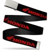 Web Belt Blank Chrome Buckle - HONDA/Wing Logo Black/Red Webbing