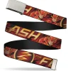 Web Belt Blank Chrome Buckle - THE FLASH/Logo3/Poses Black/Red/Gold Webbing