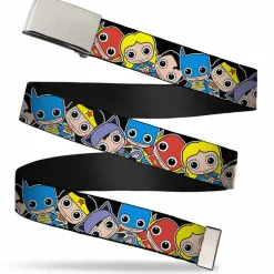 Web Belt Blank Chrome Buckle - DC Mini Group Stacked Black Webbing