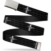 Web Belt Blank Chrome Buckle - Ford Mustang w/Bars REPEAT w/Text Webbing