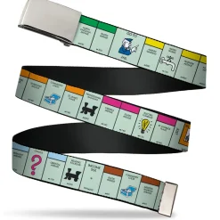 Web Belt Blank Chrome Buckle - Monopoly Game Board Space Blocks Webbing