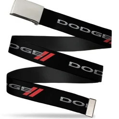 Web Belt Blank Chrome Buckle - Dodge Red Rhombus REPEAT Webbing