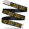 Web Belt Blank Chrome Buckle - House of the Dragon House of Targaryen Sigil and Dragon Roar Blocks Black/Yellow Webbing