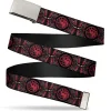 Web Belt Blank Chrome Buckle - House of the Dragon Targaryen Sigil Four-Legged Dragon Black/Red/Grays Webbing