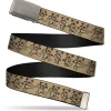Web Belt Blank Matte Buckle - Dancing Bears Tan/Black Webbing