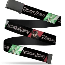 Web Belt Clamp Buckle - BLACK CLOVER Asta and Yuno Pose Blocks with Title Logo Black Webbing