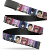 Web Belt Clamp Buckle - Black Clover Four Character Pose Blocks Multi Color Webbing